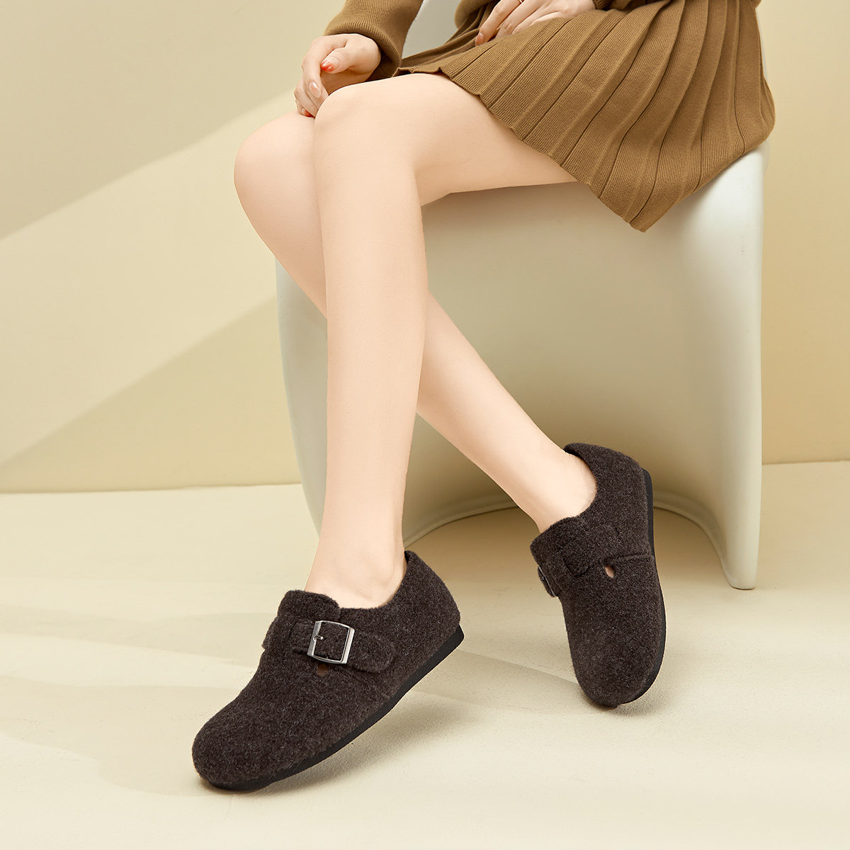 戈美其加绒勃肯鞋女2025秋冬新款平底单鞋子休闲复古一脚蹬懒人鞋,淘宝优惠券,粉丝福利购,淘宝优惠卷