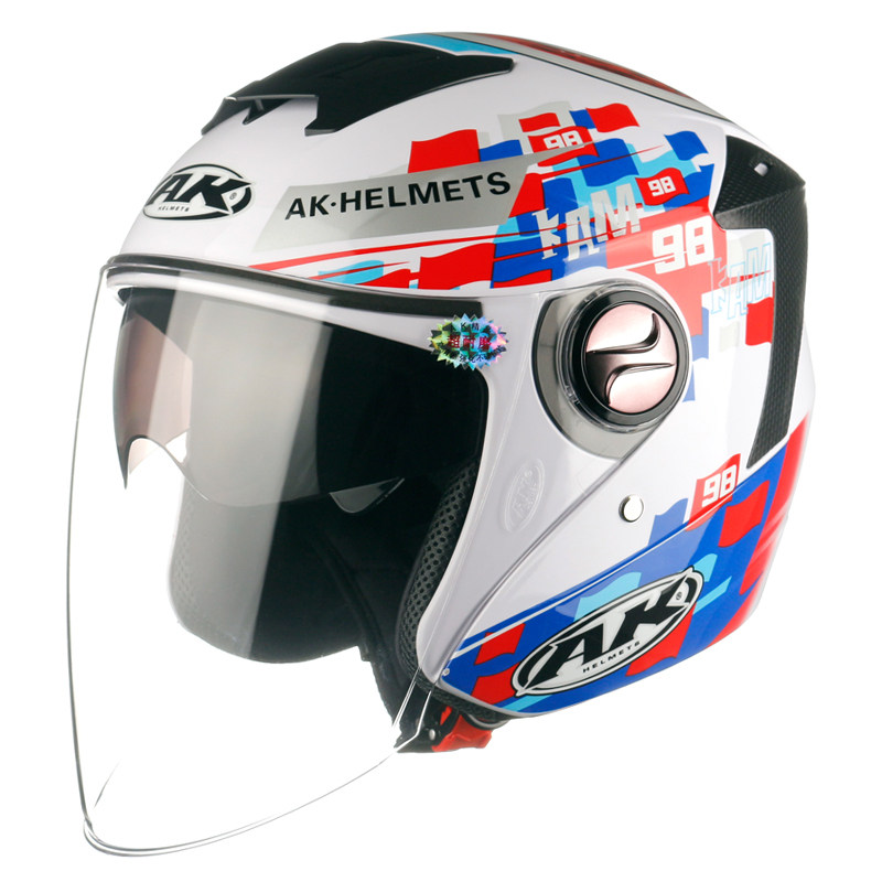 艾凯722电瓶电动车头盔保暖秋冬半盔男女双镜片安全防护帽