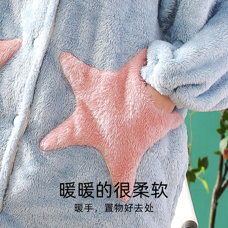 芬腾可安睡袍女秋冬浴袍长款珊瑚绒星星情侣睡衣男加厚保暖家居服,淘宝优惠券,粉丝福利购,淘宝优惠卷
