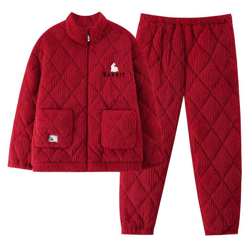 芬腾可安三层加厚夹棉本命年红色情侣睡衣女珊瑚绒冬季男士家居服,淘宝优惠券,粉丝福利购,淘宝优惠卷