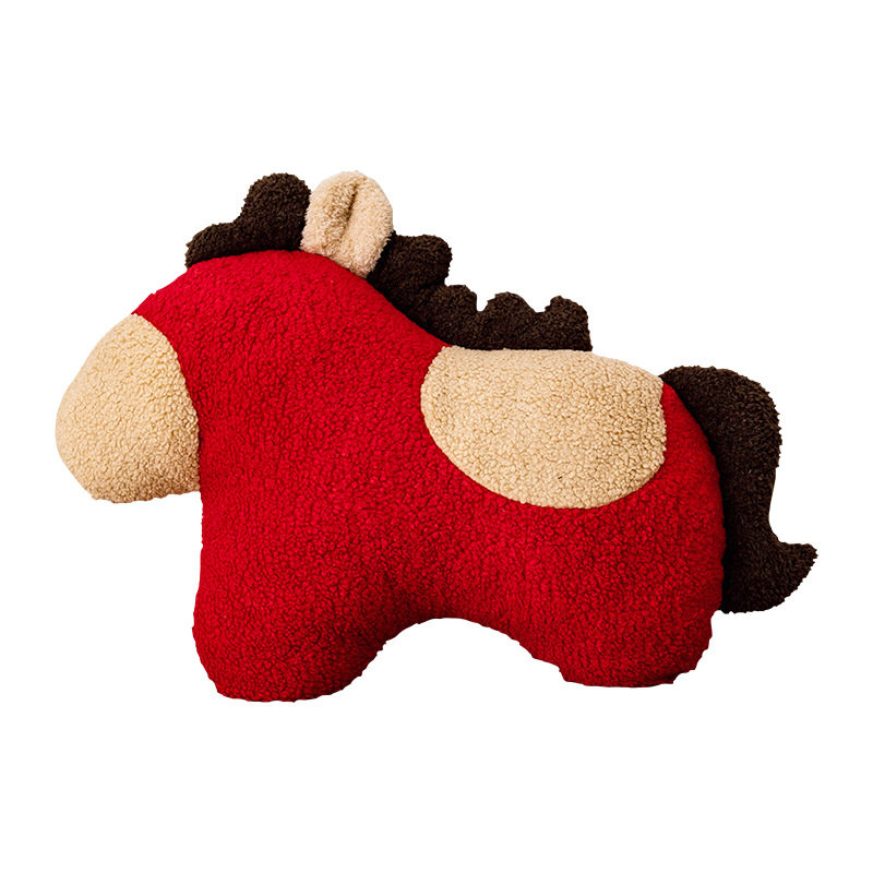 创意小马红色喜庆毛绒抱枕2025新款客厅床头沙发靠背垫氛围可机洗,淘宝优惠券,粉丝福利购,淘宝优惠卷