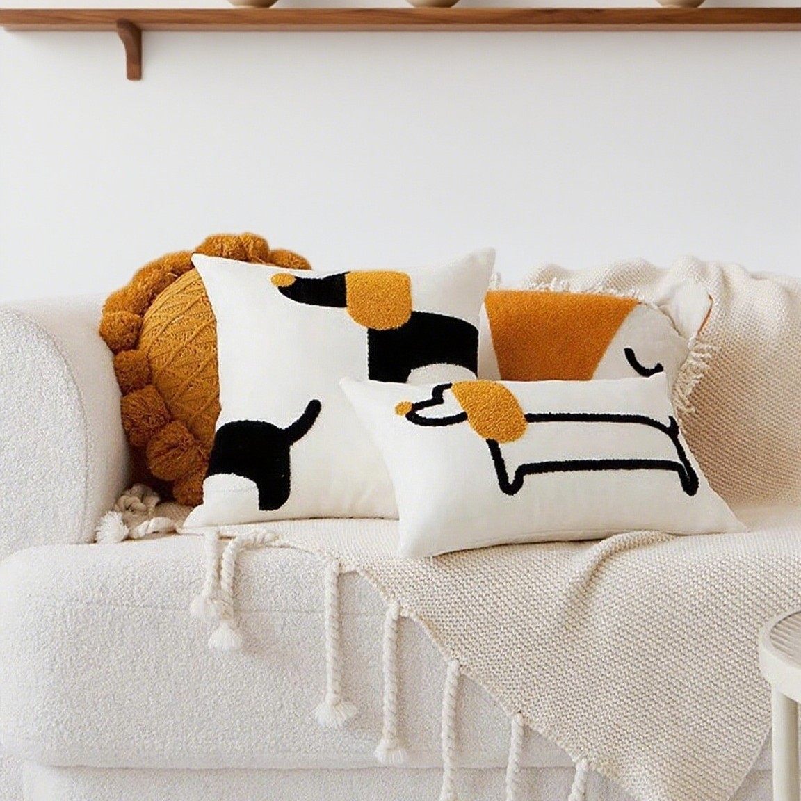 刺绣现代简约狗狗抱枕靠枕套ins风动物可爱沙发儿童抱枕套萌宠,淘宝优惠券,粉丝福利购,淘宝优惠卷