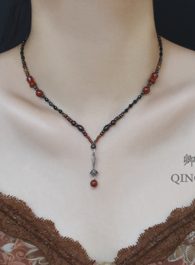 925纯银天然石圆珠女原创设计