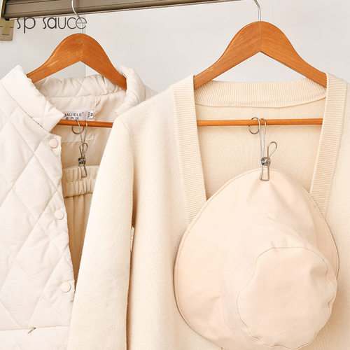厨房不锈钢夹子带挂钩可悬挂浴室袜子固定夹防风晾衣架家用衣夹 - 图2
