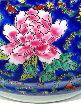 正品景德镇手绘蓝色底陶瓷花盆