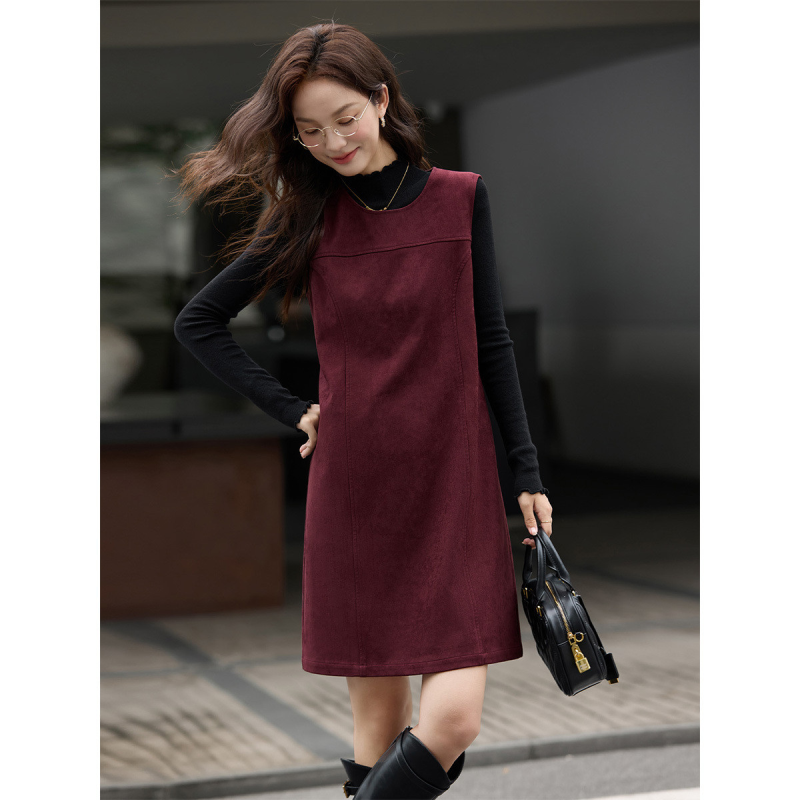 梵希蔓复古腔调2025年秋冬款时尚休闲百搭背心连衣裙优雅中裙女 - 图2