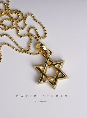 六芒星中号情侣项链真钻ins推荐