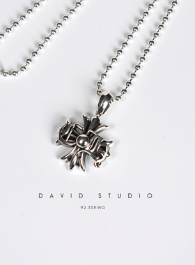 david纯银925纯银手工做旧个性刻字单面情侣项链 ins网红同款项链