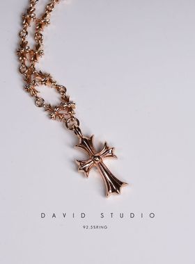 david全手工22k十字架男款毛衣链