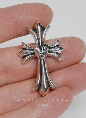 david全手工潮流男款十字花吊坠