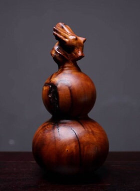 真品天然雷击枣木龙头葫芦手把件摆件道家饰品木质文玩福禄挂件