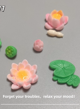 E加1 新款荷花荷叶系列微景观鱼缸装饰小摆件 迷你荷花莲蓬装饰品