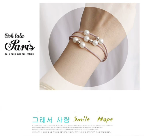 Черная свежая милая резинка для волос из жемчуга для взрослых, аксессуар для волос, простой и элегантный дизайн