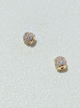 强保色金粉世家锆石菠萝结隔珠镶嵌水晶手串手工手链项链DiY配件