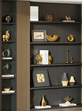 意式高级感黑金大平层客厅电视柜壁龛摆件领导办公室小众软装饰品