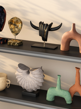 中古侘寂风高级感客厅酒柜陶瓷摆件酒店民宿艺术壁龛软装陈列饰品