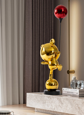 现代气球熊雕塑卡通动物摆件