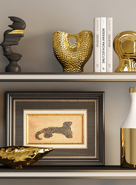 意式轻奢高级感黑金艺术摆件客厅样板房酒柜电视柜壁龛小众装饰品