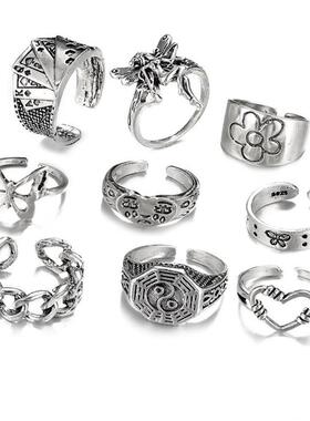 Vintage poker ring 9-piece set Mens womens 扑克牌戒指9件套