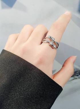 Argent Sterling Silver 925 Bague Anti Sress Womens Rings Fid