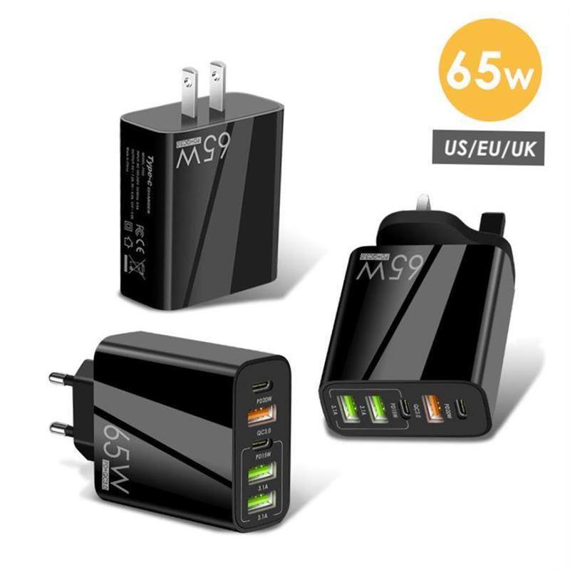 PD 65W 3USB TypeC quick charge adapter charger plug-图0