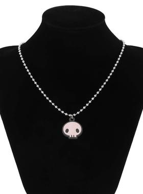 -Jewelry Rubber Clown Skull Pendant Necklace Female Sweet Co