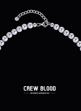 嘻哈灰色珍珠项链男女