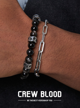 复古星芒黑武士叠戴手串