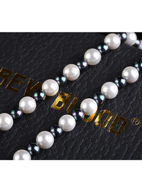 嘻哈珍珠间隔彩色项链男女