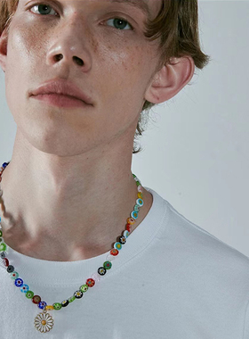 韩国小雏菊笑脸琉璃珠锁骨链男女