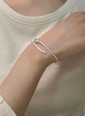 轻奢赤眼灵蛇银色灵蛇手镯女