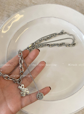 双层冷淡风粗项链网红高级感