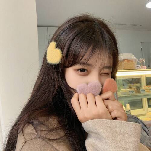 超cute~可爱ins少女糖果色爱心发夹毛绒刘海夹BB夹韩国发饰头饰女 - 图3