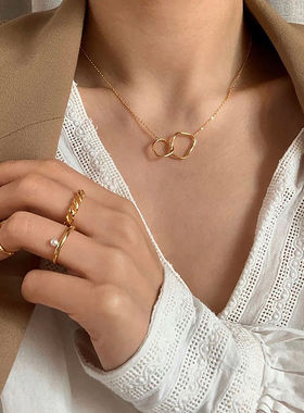 锁骨链颈链简约双环项链