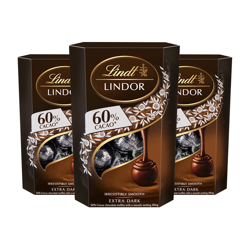 意大利Lindt瑞士莲软心牛奶70%特浓黑巧克力分享装200g16粒特价