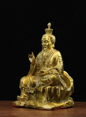 铜三清道祖神像黄铜太上老君灵宝元始道德天尊祖师爷像桌面摆件o