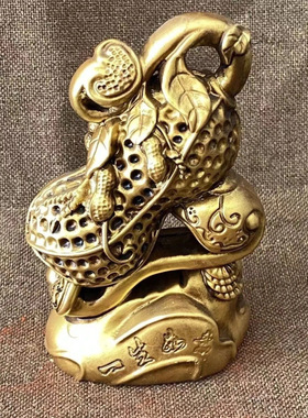 铜如意摆件纯铜一生如意花生如意家居办公室桌面装饰吉祥如意o