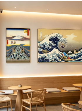 神奈川冲浪里浮世绘日式风装饰画