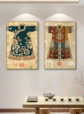 龙袍装饰画服装店满族古代汉服旗袍挂画酒店书房茶室古典衣裳壁画