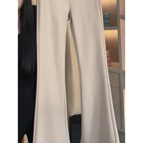 西装微喇裤女2025年冬季加绒百搭新款气质垂感修身垂感显瘦马蹄裤 - 图3