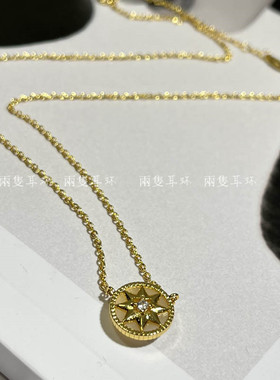 精致小姐姐！时髦小众D款白色八芒星罗盘项链法式气质简约锁骨链