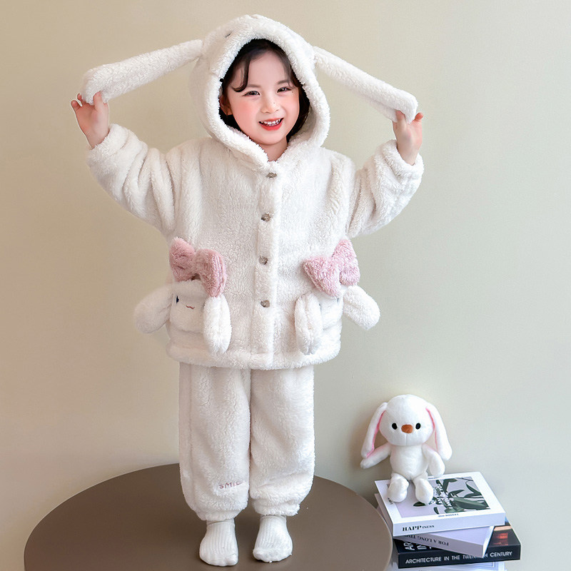 儿童睡衣冬季加厚珊瑚绒长袖套装女童卡通套头家居服保暖两件套,淘宝优惠券,粉丝福利购,淘宝优惠卷