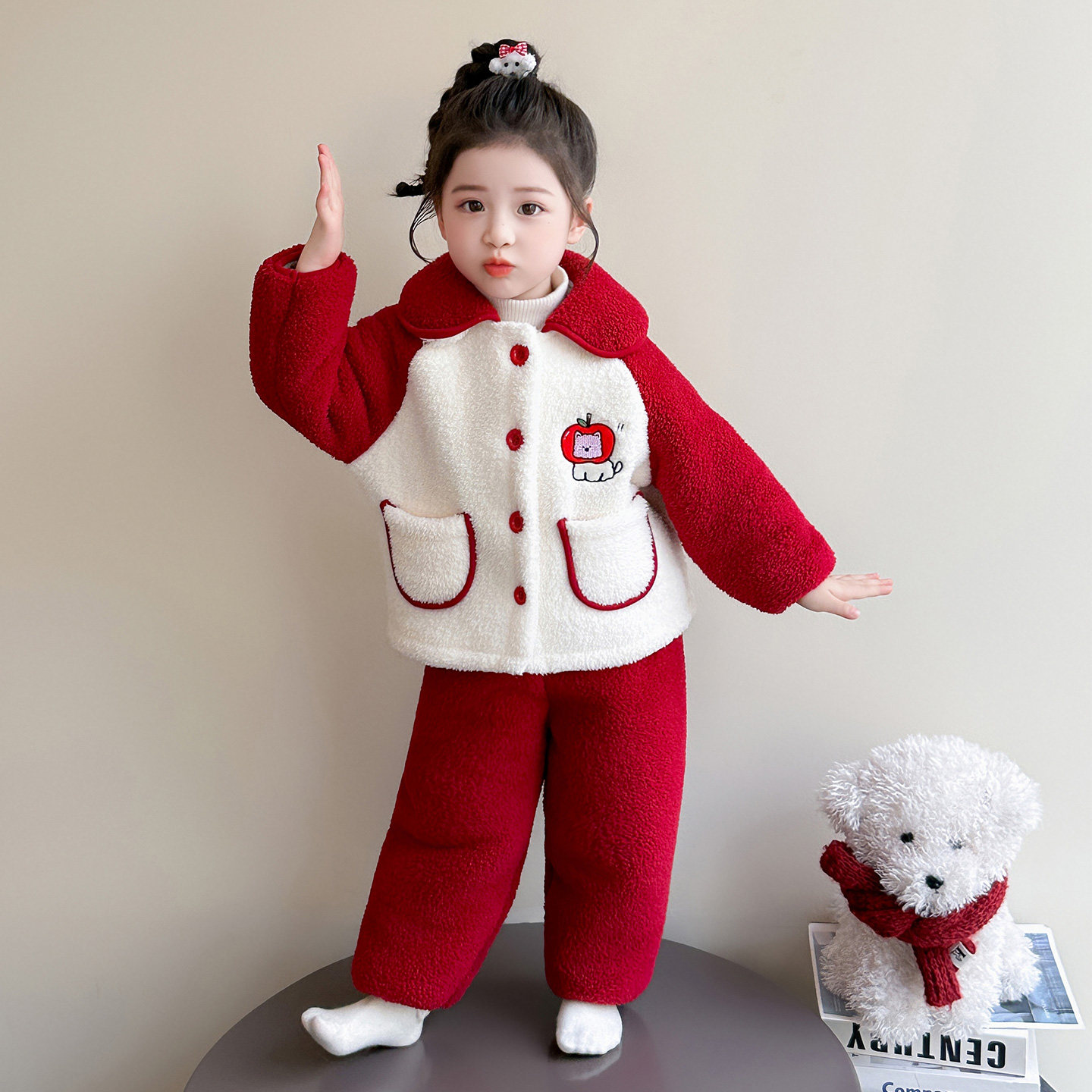 儿童睡衣加绒加厚女宝秋冬法兰绒套装女童开衫保暖家居服两件套,淘宝优惠券,粉丝福利购,淘宝优惠卷