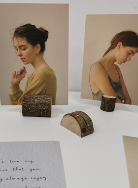 ins民宿风木头卡片座简约创意