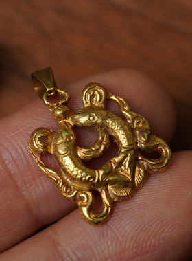 山仓 黄铜实心西藏吉祥八宝吊坠 藏传佛珠文玩侧挂坠子t06