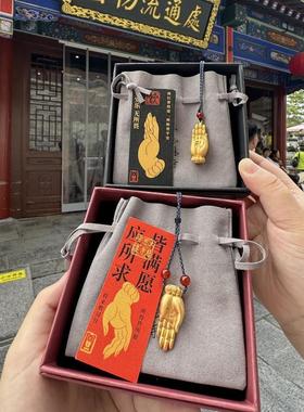 广州大佛寺古法佛掌项链转运招财编织蓝绳项链百搭配饰国风毛衣链