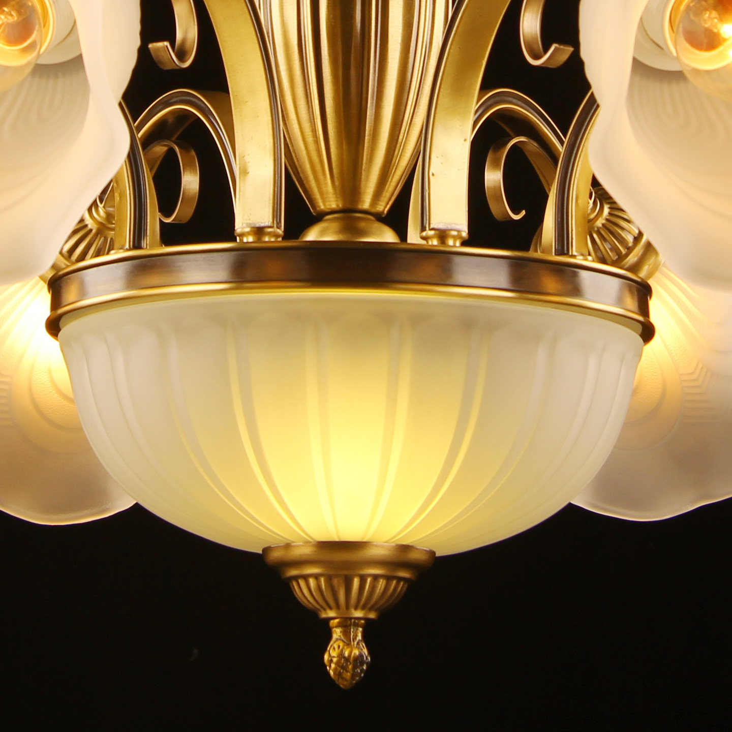 奥灯美式乡村全铜吊灯木棉花朵玻璃灯罩向下全铜灯客厅餐厅灯9189,淘宝优惠券,粉丝福利购,淘宝优惠卷