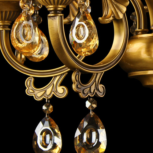 欧式全铜水晶吊灯客厅餐厅卧室别墅法式吊灯美式铜艺灯AI智能语音 - 图3