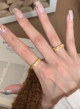 925纯银丝旋转麻花镶钻戒指女小众时尚简约叠戴百搭重工复古指环