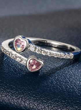 S925纯银心形可调生日礼物戒指